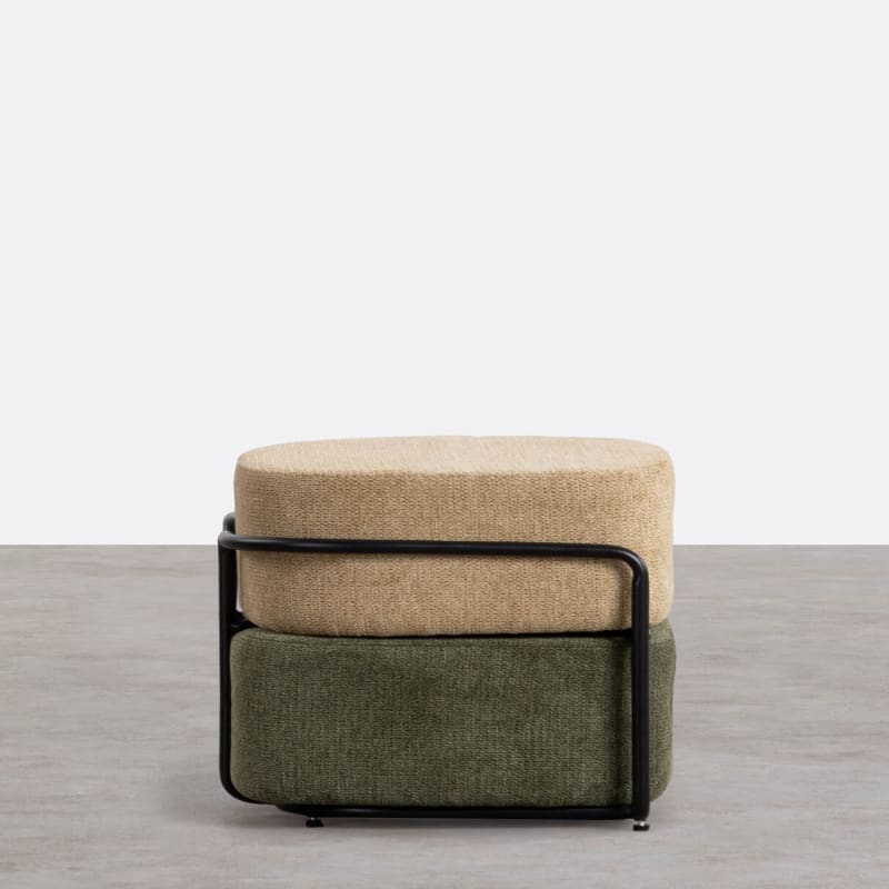 Pouf Rectangulaire avec Coussin Amovible en Tissu