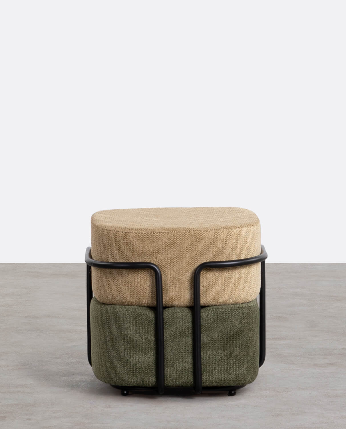 Pouf Rectangulaire avec Coussin Amovible en Tissu